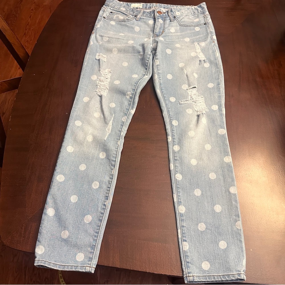 GAP Light Blue Polka Dot Straight Leg Jeans